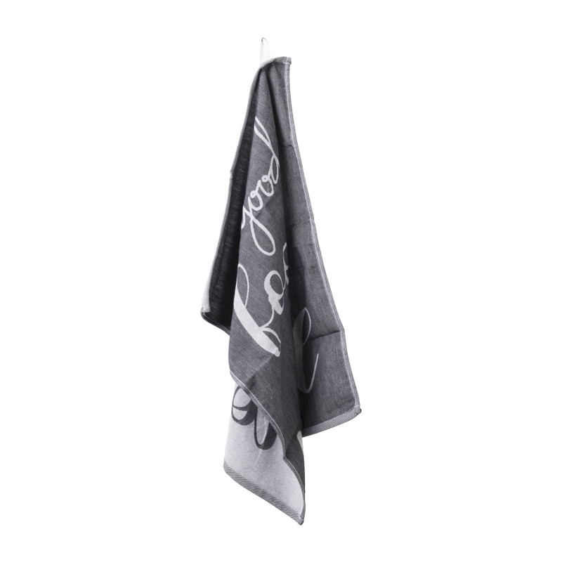 Theedoek good food - zwart - 50x70 cm 