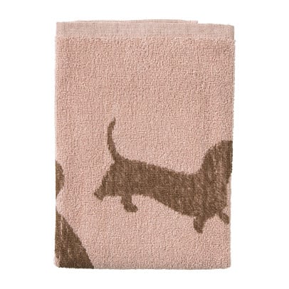 Keukendoek teckels - roze/bruin - 50x50 cm