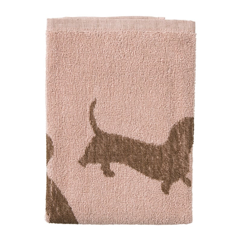 Keukendoek teckels - roze/bruin - 50x50 cm