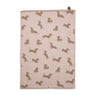 Theedoek teckels - roze/bruin - 50x70 cm