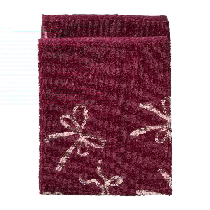 Keukendoek strikjes - bordeauxrood/roze - 50x50 cm