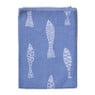 Theedoek vissen - blauw/wit - 50x70 cm