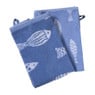 Theedoek vissen - blauw/wit - 50x70 cm