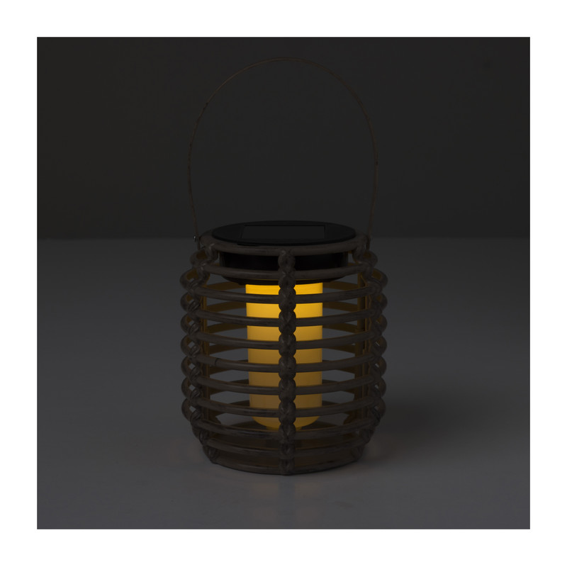 Solar lantaarn rond - bruin - ø10.5x10.5 cm