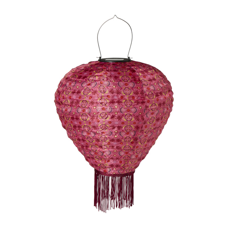 Solar lampion palm - roze - ø28x30 cm