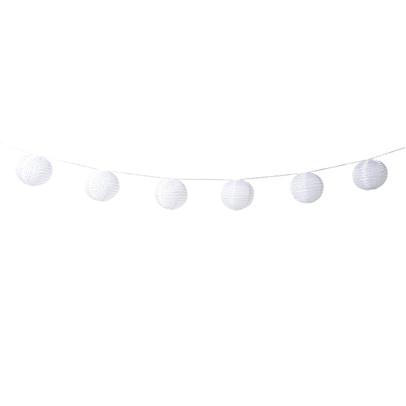 Slinger met 9 solar barok lampionnen - wit - 440 cm