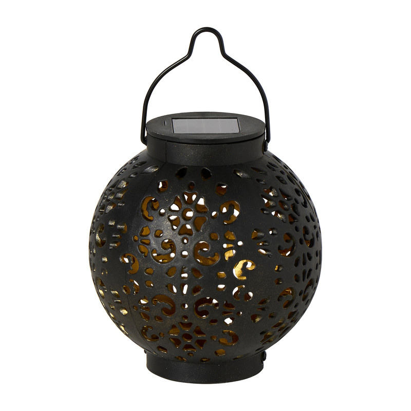 Solar lantaarn barok - zwart/goud - ø9x9.5 cm