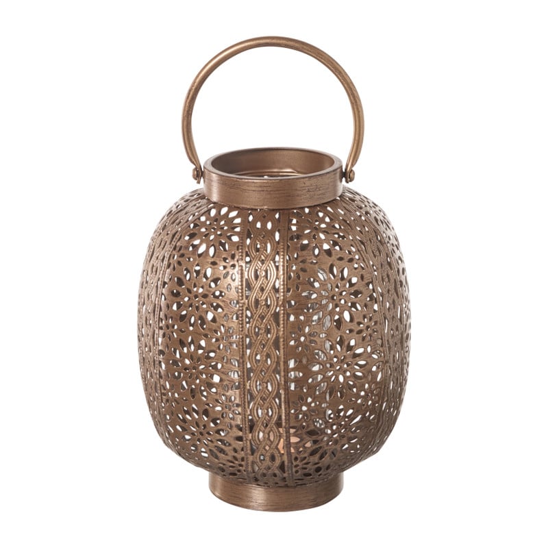 Lantaarn metaal - bruin - ø16x23 cm