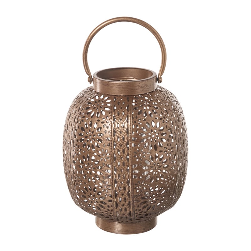 Lantaarn metaal - bruin - ø16x23 cm
