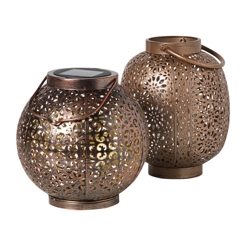 Lantaarn metaal - bruin - ø16x23 cm