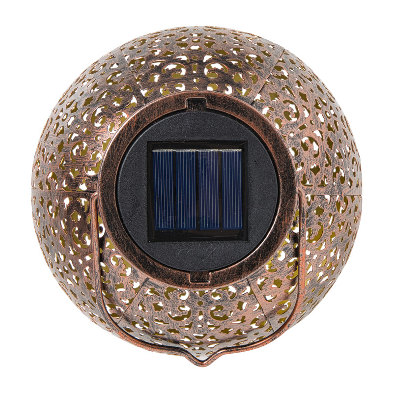 Solar lantaarn metaal - bruin - ø18x18.5 cm