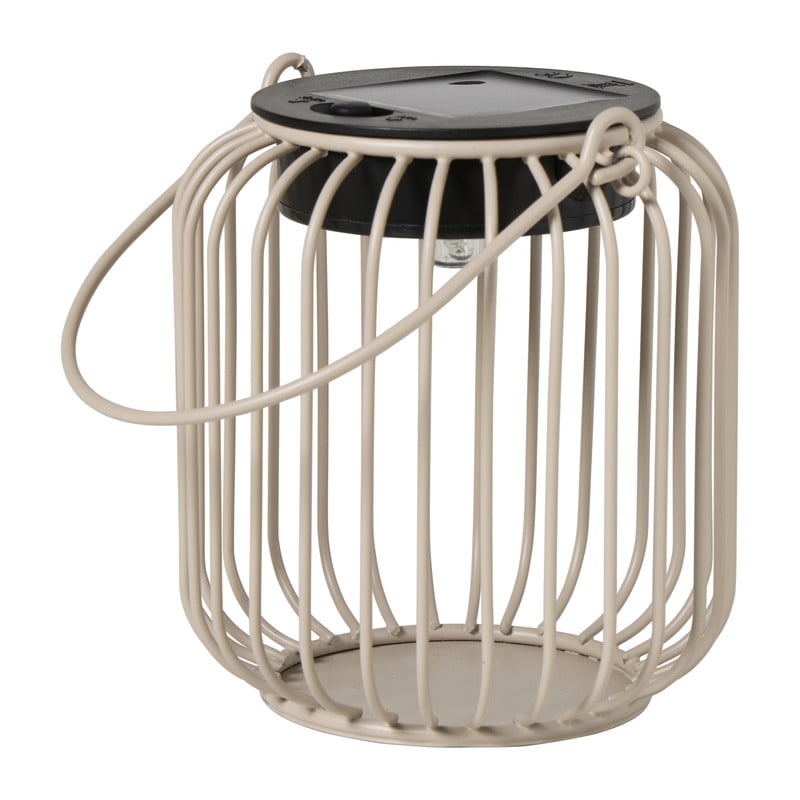 Solar lantaarntje metaal - beige - ø10x11.5 cm