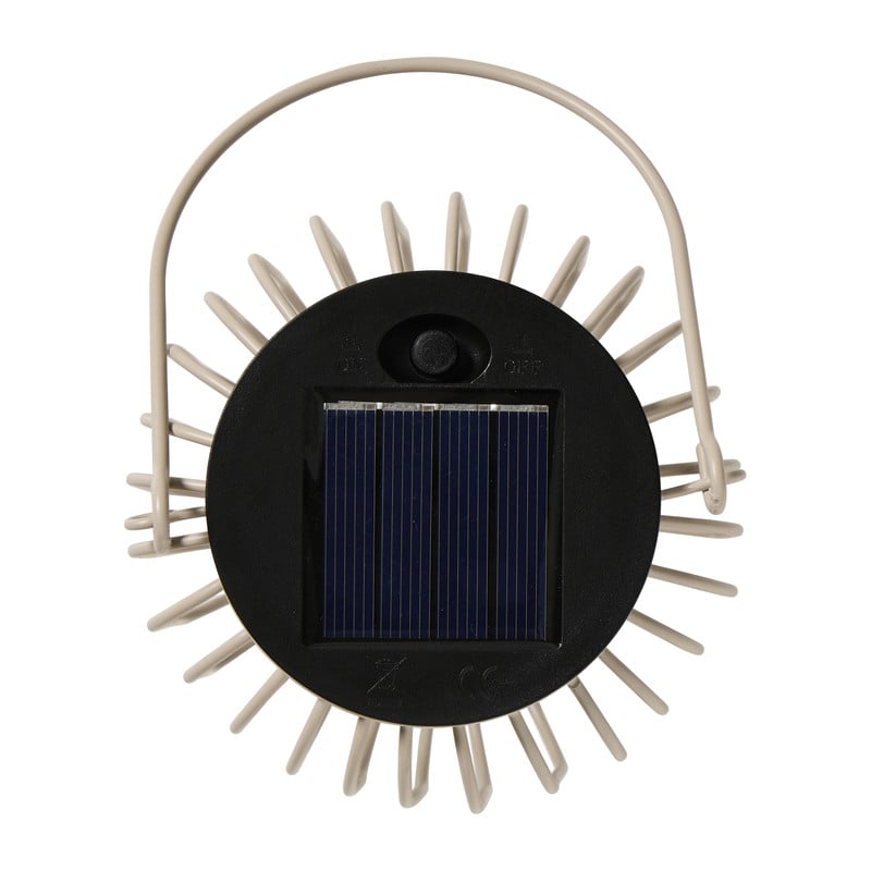 Solar lantaarntje metaal - beige - ø10x11.5 cm