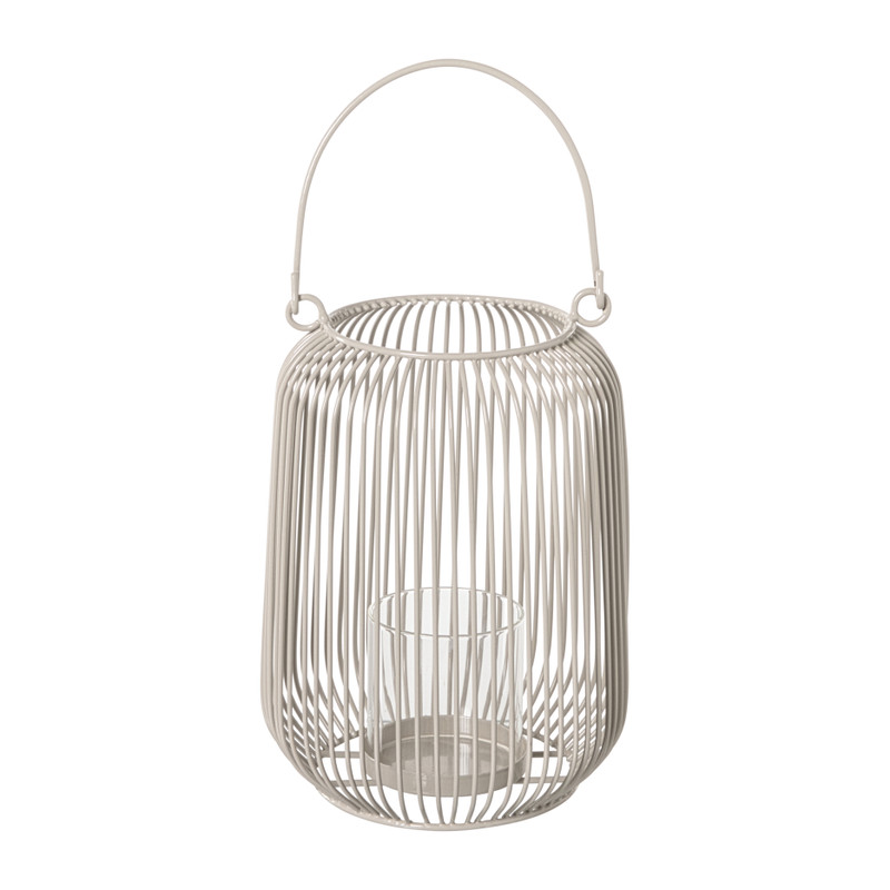 Lantaarn draadmetaal - beige - ø15x21 cm