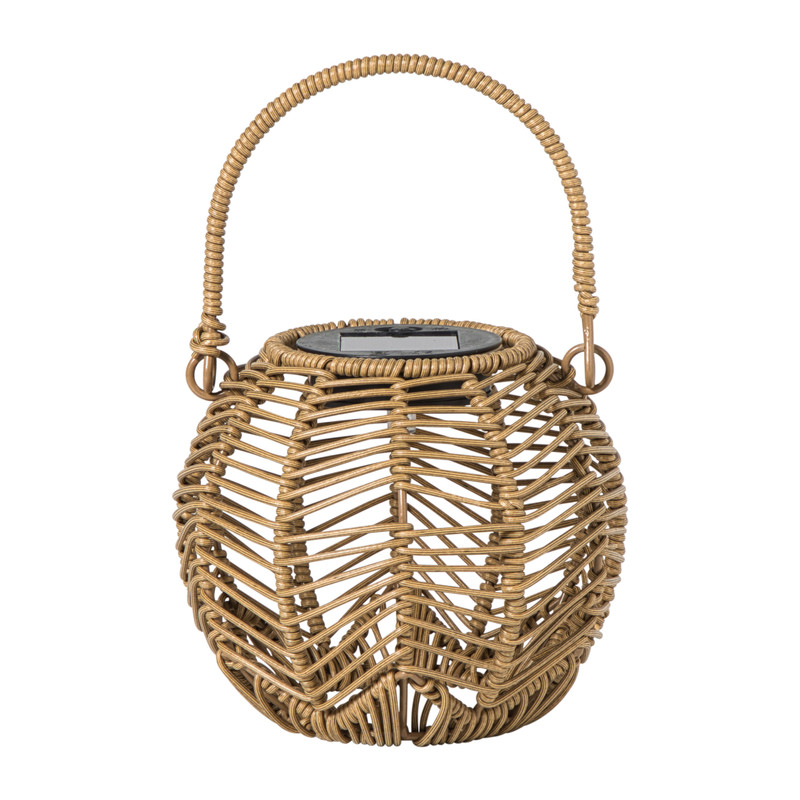 Solar lantaarn riet - bruin - ø16x14 cm