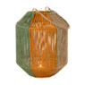 Lantaarn colourblock - groen/terra - ø19.5x24 cm
