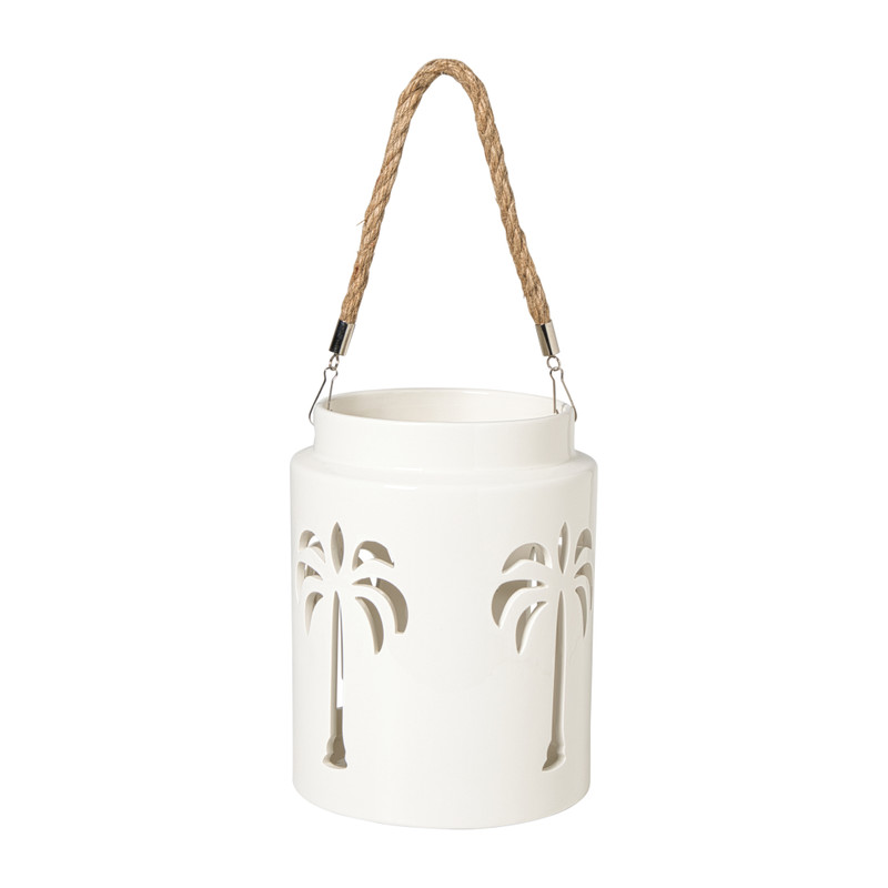 Lantaarn palmboom groot - beige - ø16x20.3 cm