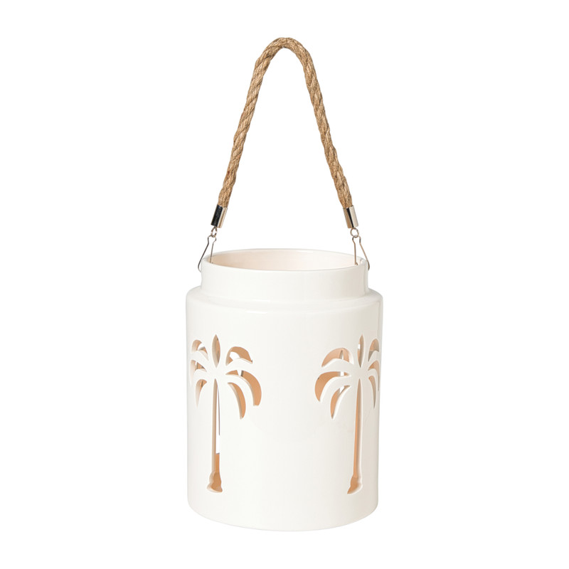 Lantaarn palmboom groot - beige - ø16x20.3 cm