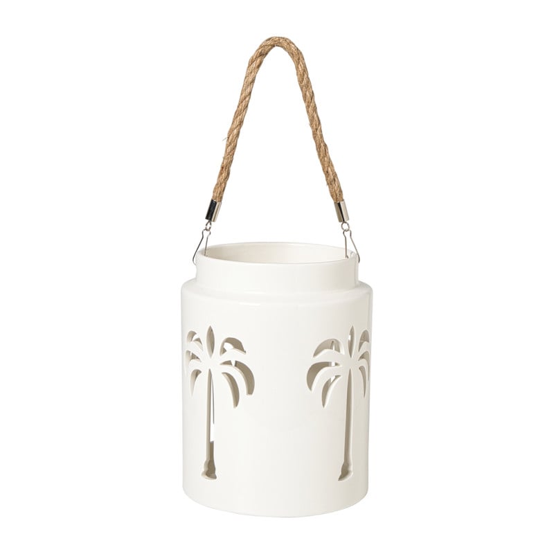 Lantaarn palmboom groot - beige - ø16x20.3 cm