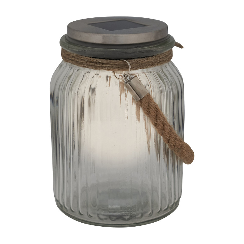 Lantaarn met LED solar licht - ø11x15 cm