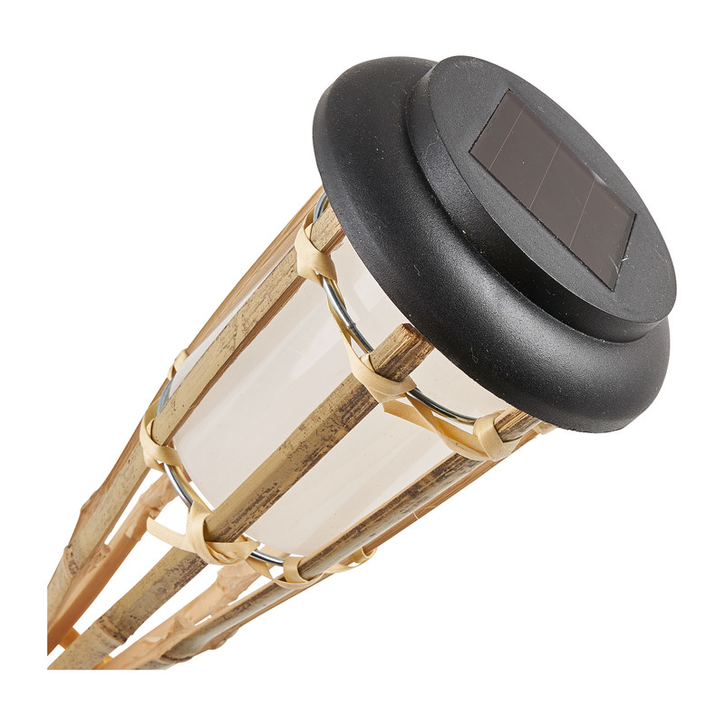 Solar lamp op standaard - bamboe - ø10x64 cm