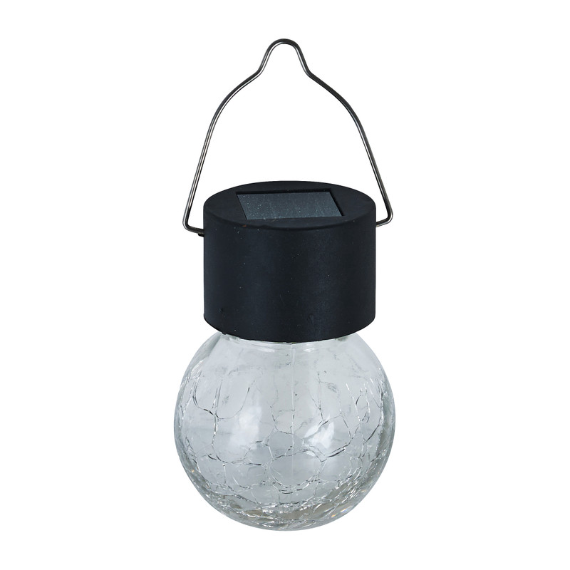 Mini solar hanglampje craquele - zwart - ø6x9 cm