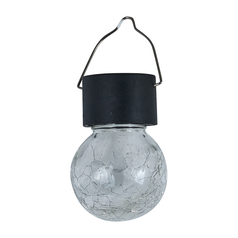 Mini solar hanglampje craquele - zwart - ø6x9 cm