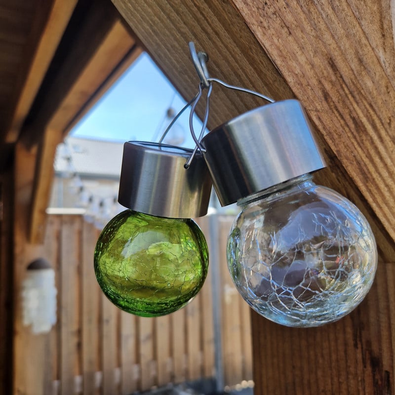 Solar hanglampje - craquele - ø6x9 cm