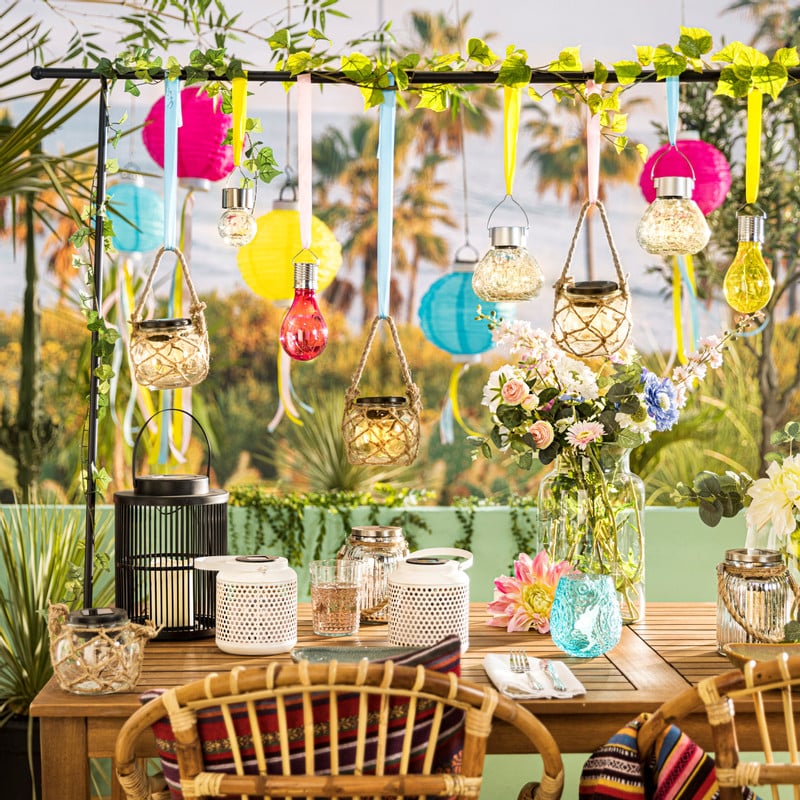 Solar hangbol met touw - ⌀11x10 cm