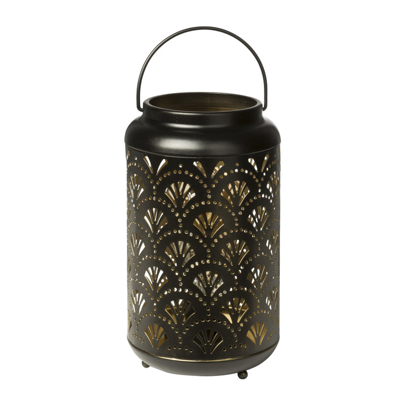 Lantaarn rond - zwart -  diverse varianten - ø13x22 cm 
