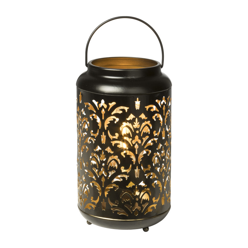 Lantaarn rond - zwart -  diverse varianten - ø13x22 cm 