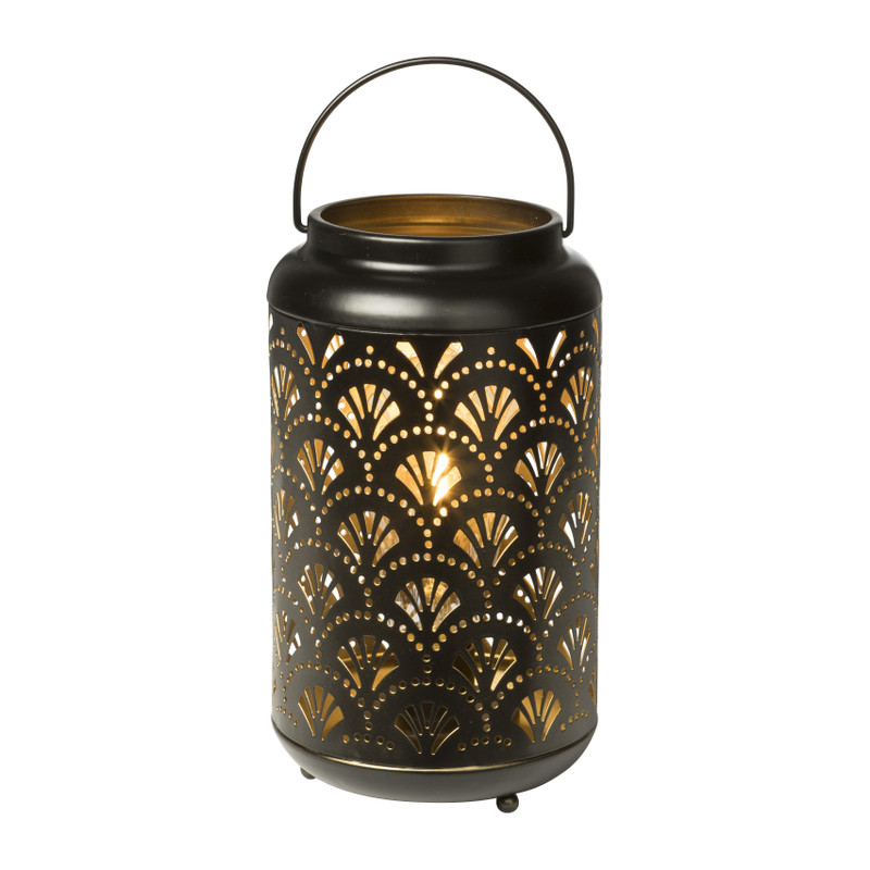 Lantaarn rond - zwart -  diverse varianten - ø13x22 cm 