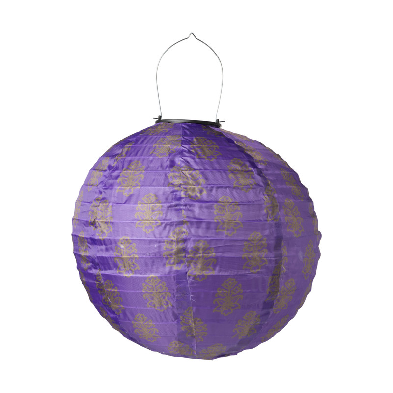 Solar lampion print - paars - ø30x28 cm