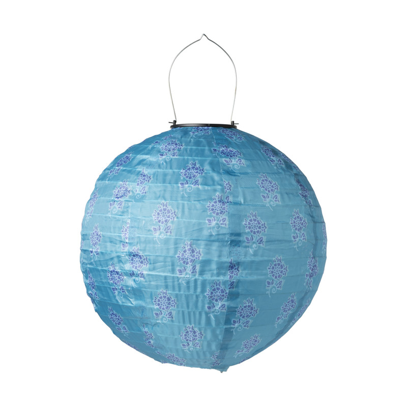 Solar lampion print - blauw - ø30x28 cm