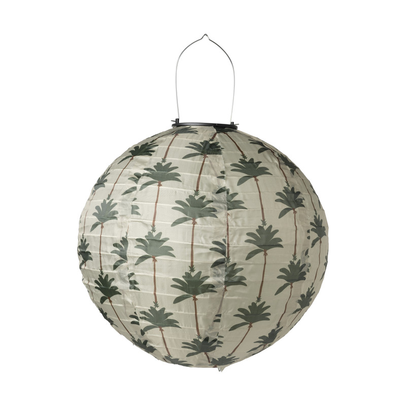 Solar lampion print palmboom - beige - ø30x28 cm