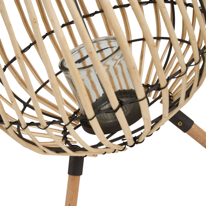 Bamboe lantaarn op voetjes - ⌀27x37 cm 