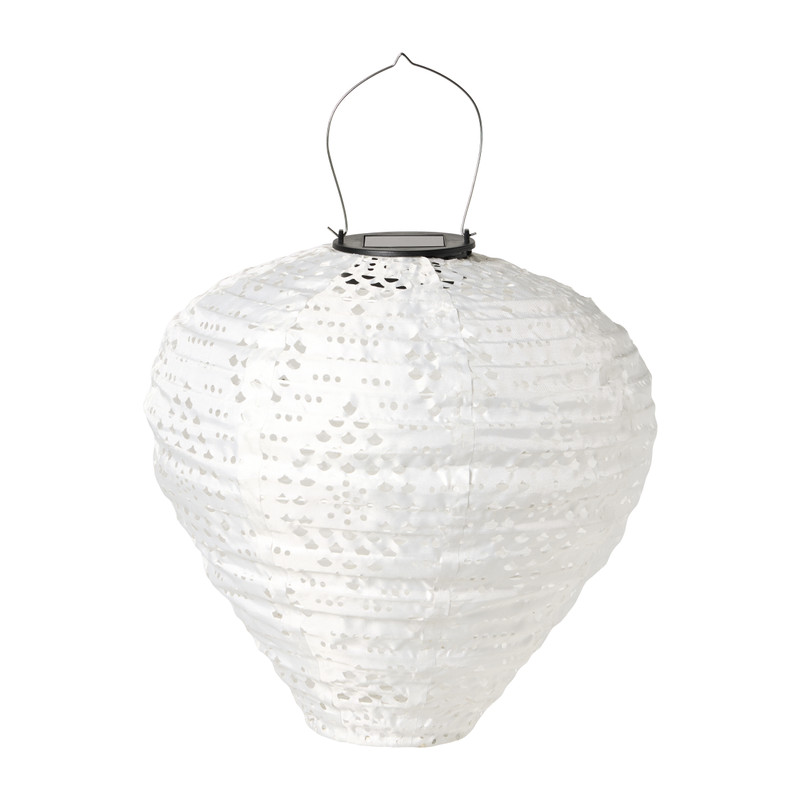 Solar barok lampion druppel - wit - ø28x30 cm