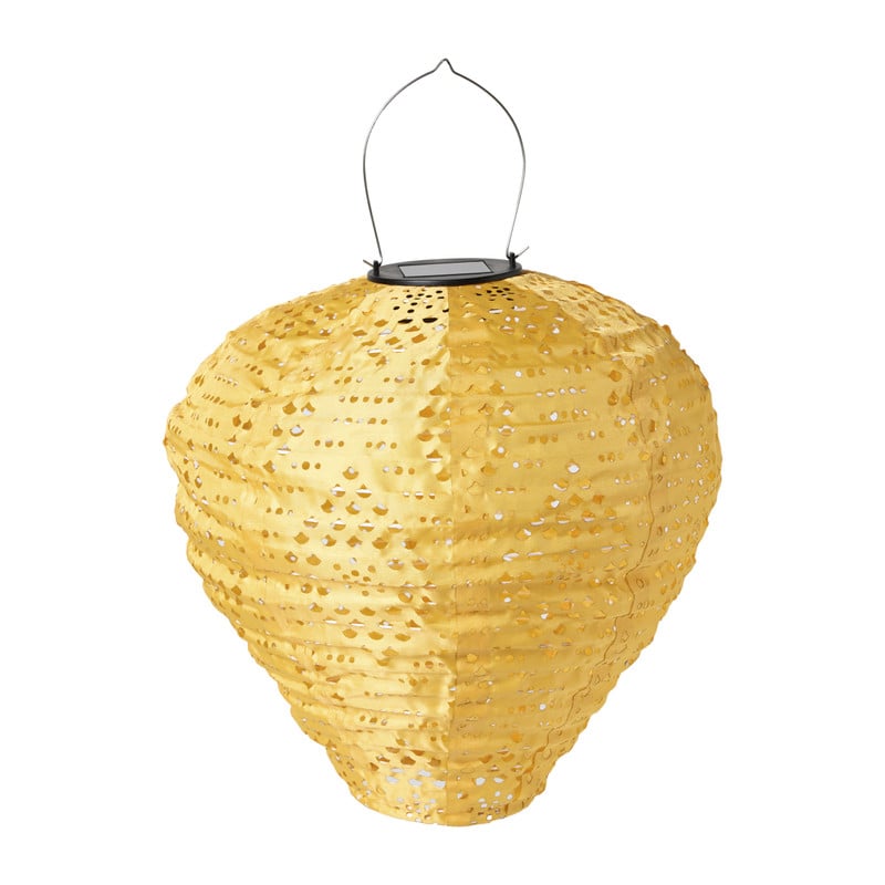 Solar barok lampion druppel - geel - ø28x30 cm