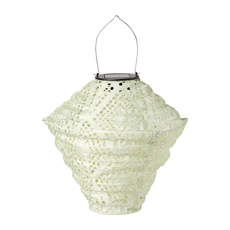Solar barok lampion ruit - groen -  ø24x28 cm