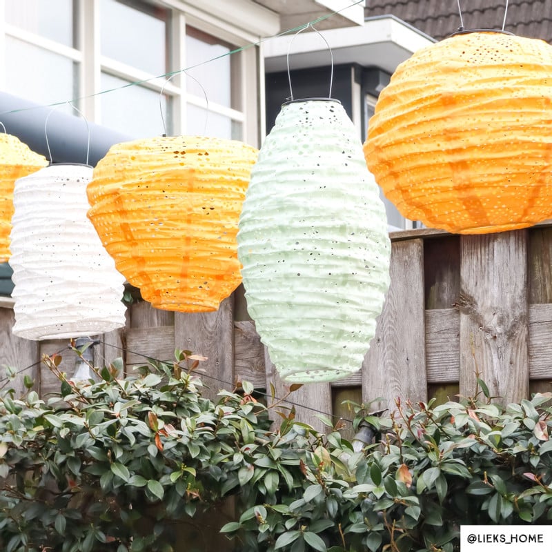 Solar barok lampion ruit - groen -  ø24x28 cm