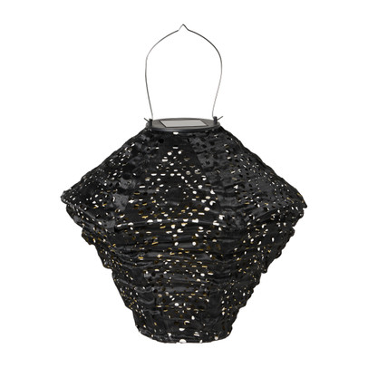 Solar barok lampion ruit - zwart -  ø24x28 cm