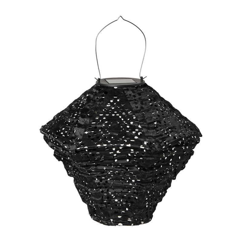 Solar barok lampion ruit - zwart -  ø24x28 cm