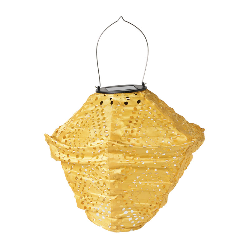 Solar barok lampion ruit - geel -  ø24x28 cm