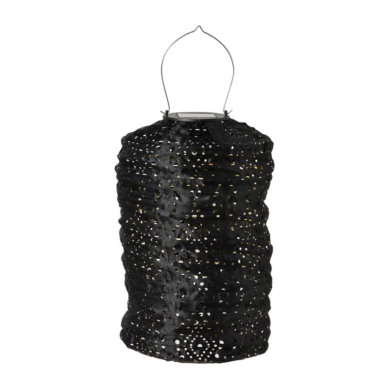 Solar barok lampion cilinder - zwart - ø18x33 cm