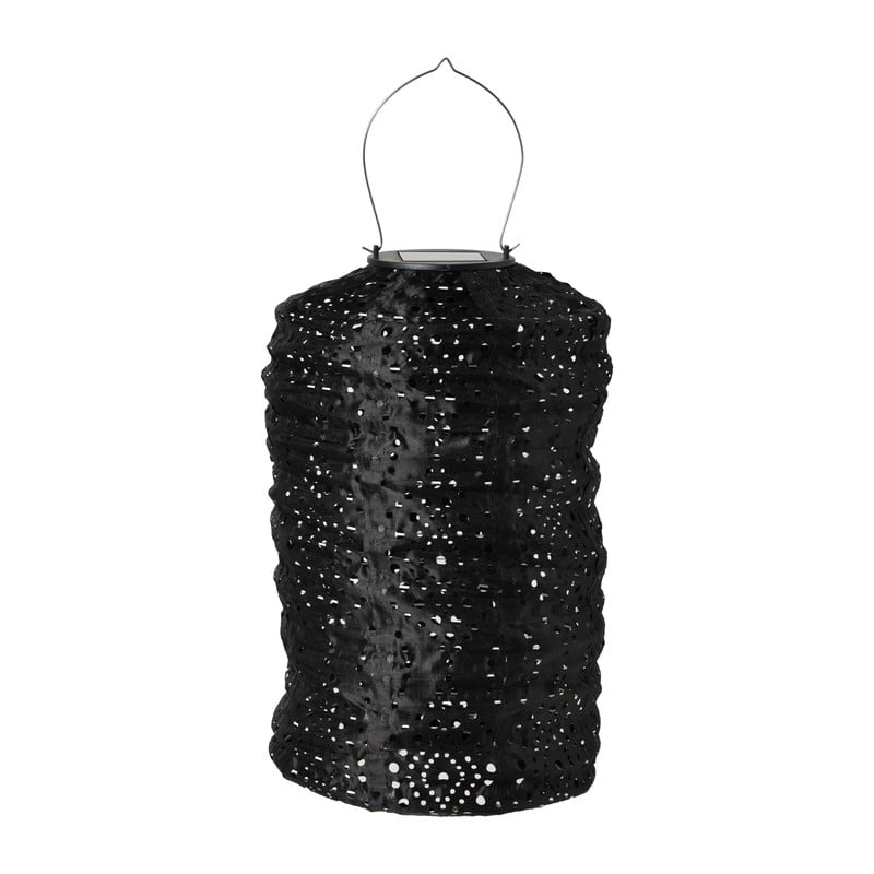 Solar barok lampion cilinder - zwart - ø18x33 cm