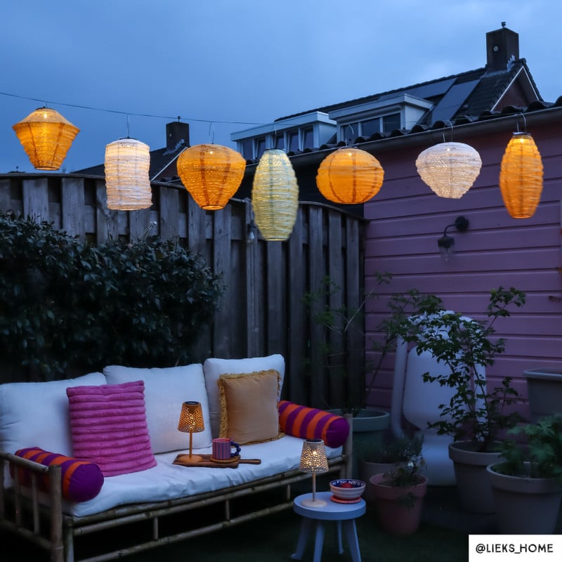Solar barok lampion cilinder - geel - ø18x33 cm