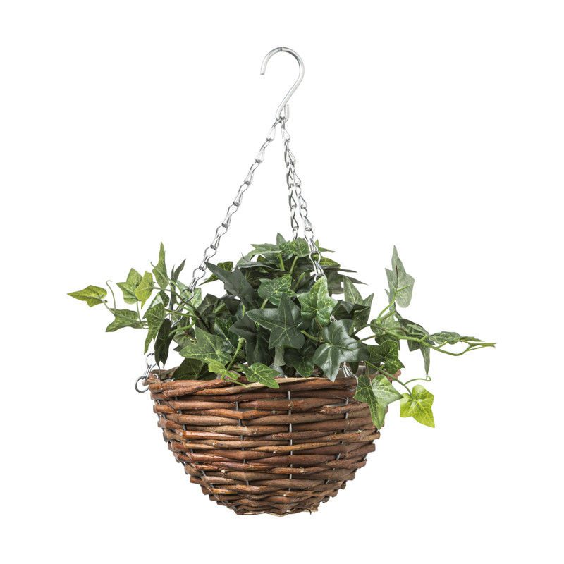 Hangbloempot aan ketting - riet - 20x13x20 cm