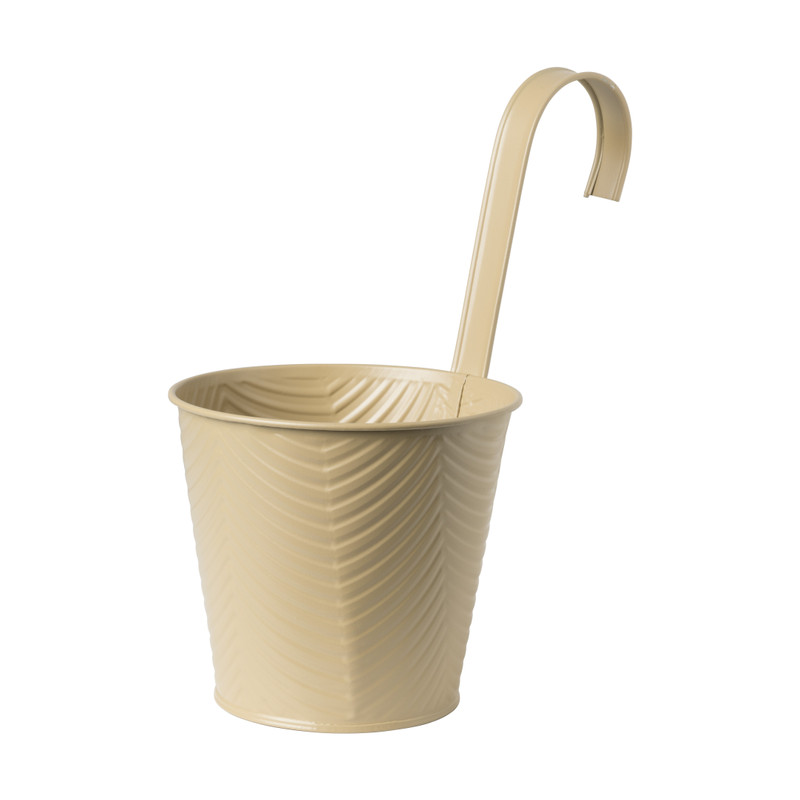 Bloempot met hengsel - beige - 25x20x14 cm