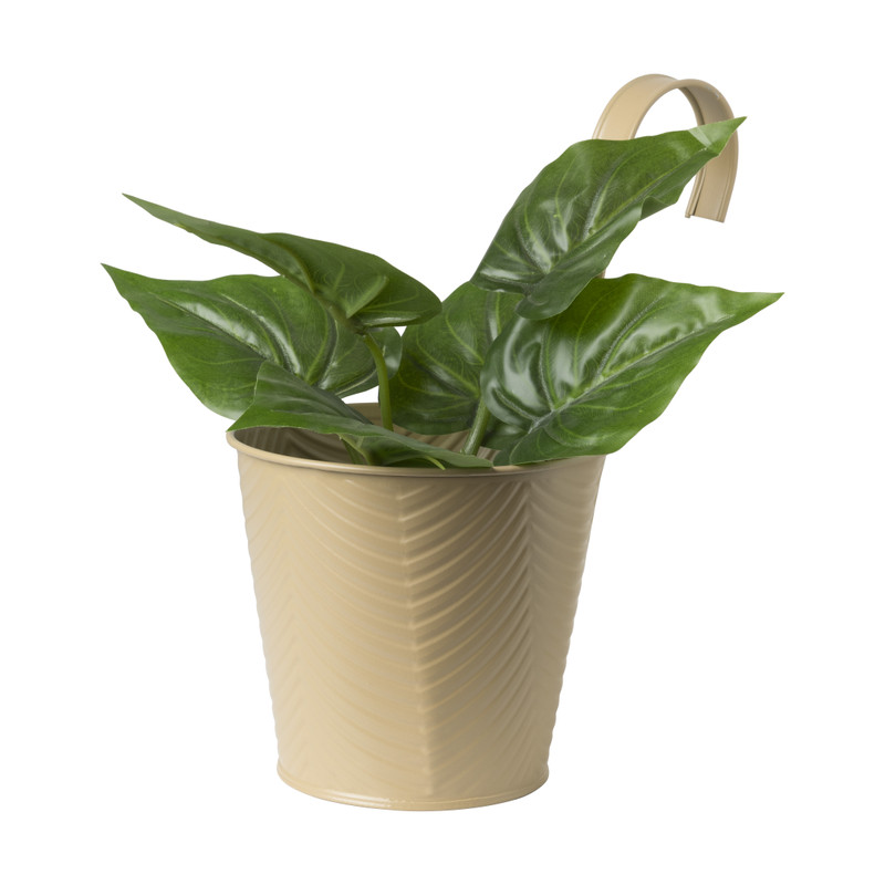 Bloempot met hengsel - beige - 25x20x14 cm