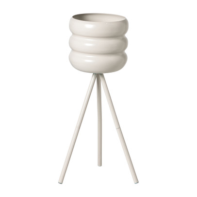 Bloempot bubbles op voet klein - beige - ø15x45 cm